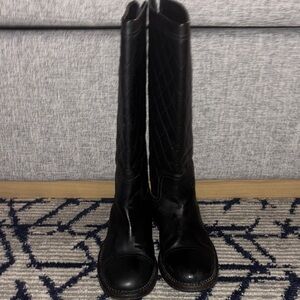 CHANEL Black Over the Knee Boots